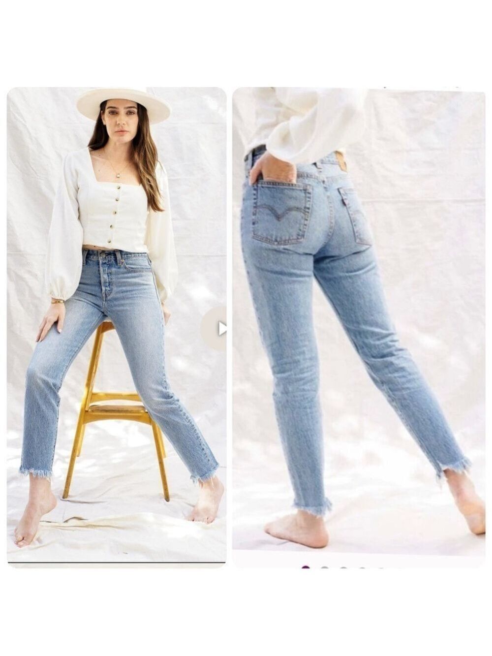 Levi's Icon Wedgie Jeans Ankle Raw Chewed Hem Size 27